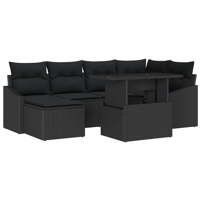 Tuin Sofa Set 7 Pcs Poly Rattan En Poedergecoat Staal