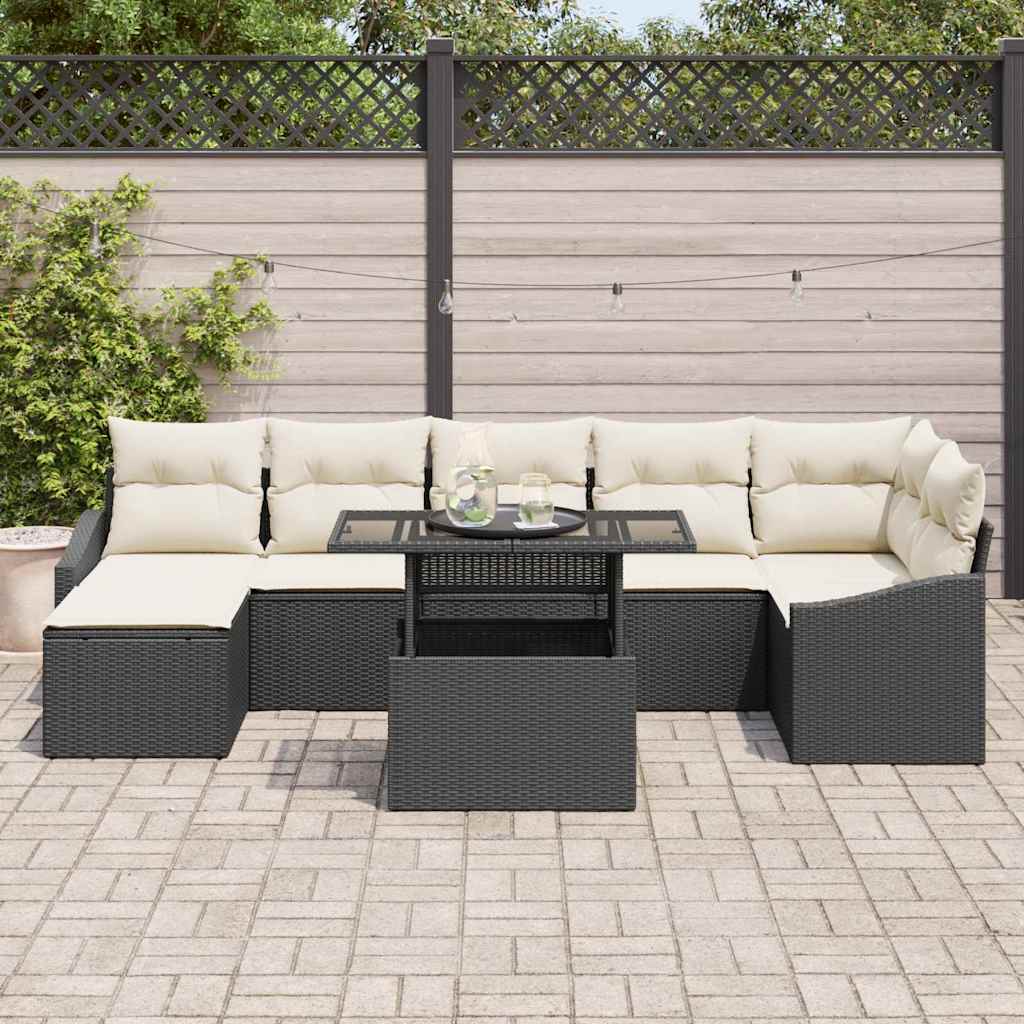 Tuin Sofa Set Met Kussen Met Opslag 8 Pcs En Crème