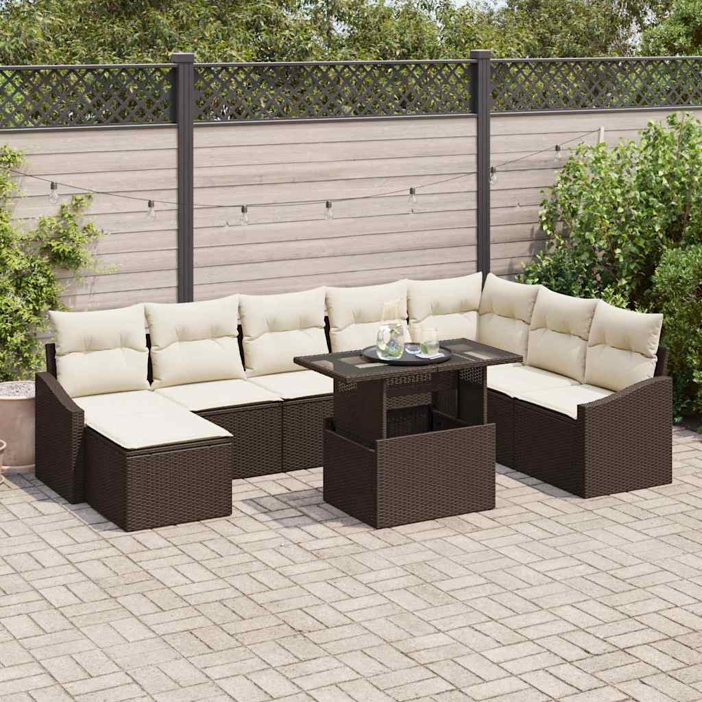 Tuin Sofa Set Met Kussen Met Opslag 9 Pcs En Crème