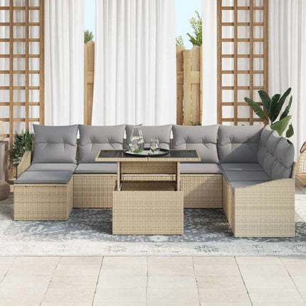 Tuin Sofa Set Met Kussen Met Opslag 9 Pcs En Licht Grijs