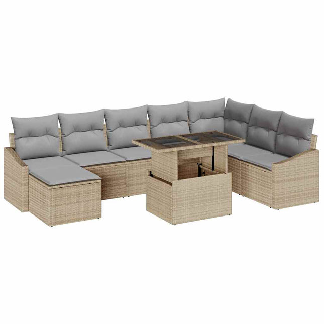Tuin Sofa Set Met Kussen Met Opslag 9 Pcs En Licht Grijs