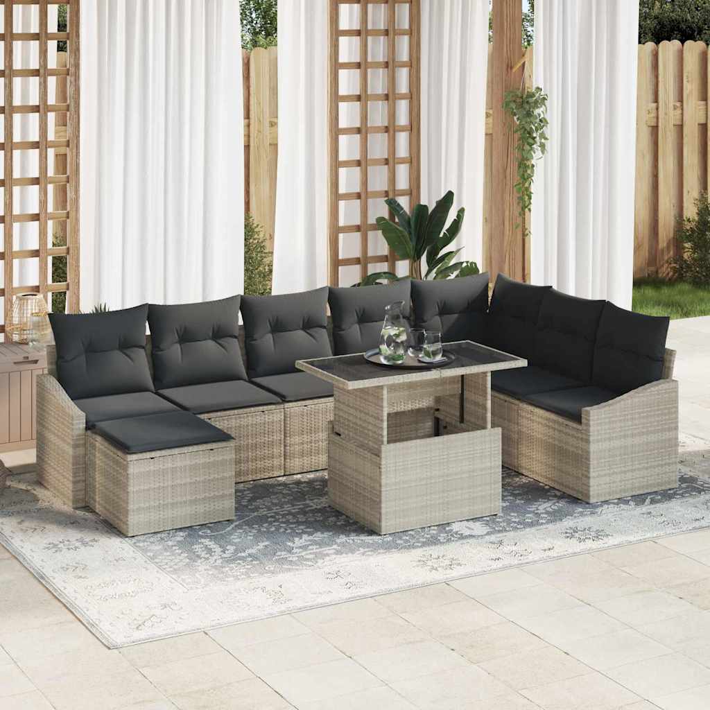 Tuin Sofa Set Met Kussen Met Opslag 9 Pcs En Crème