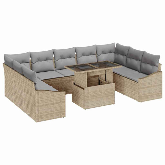 Tuin Sofa Set Met Kussen Met Opslag 10 Pcs En Licht Grijs