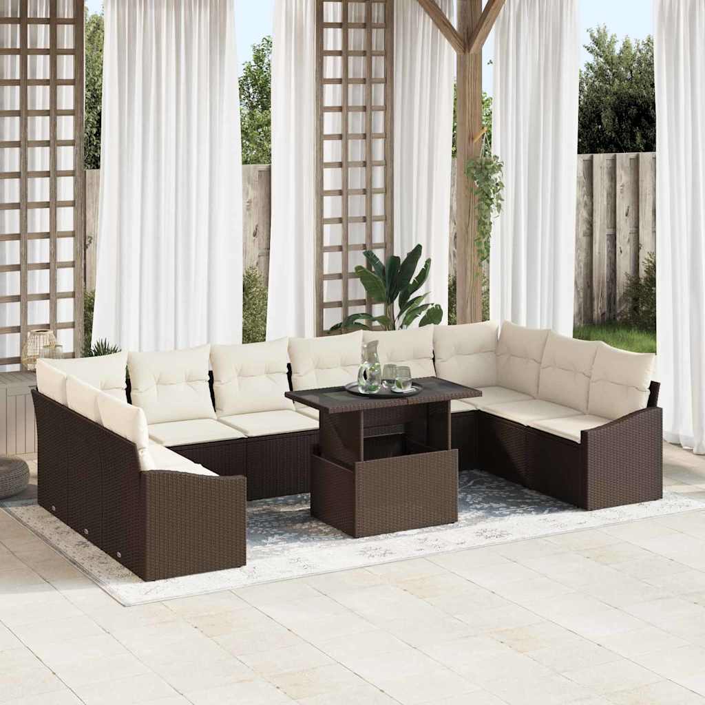Tuin Sofa Set Met Kussen Met Opslag 11 Pcs En Crème