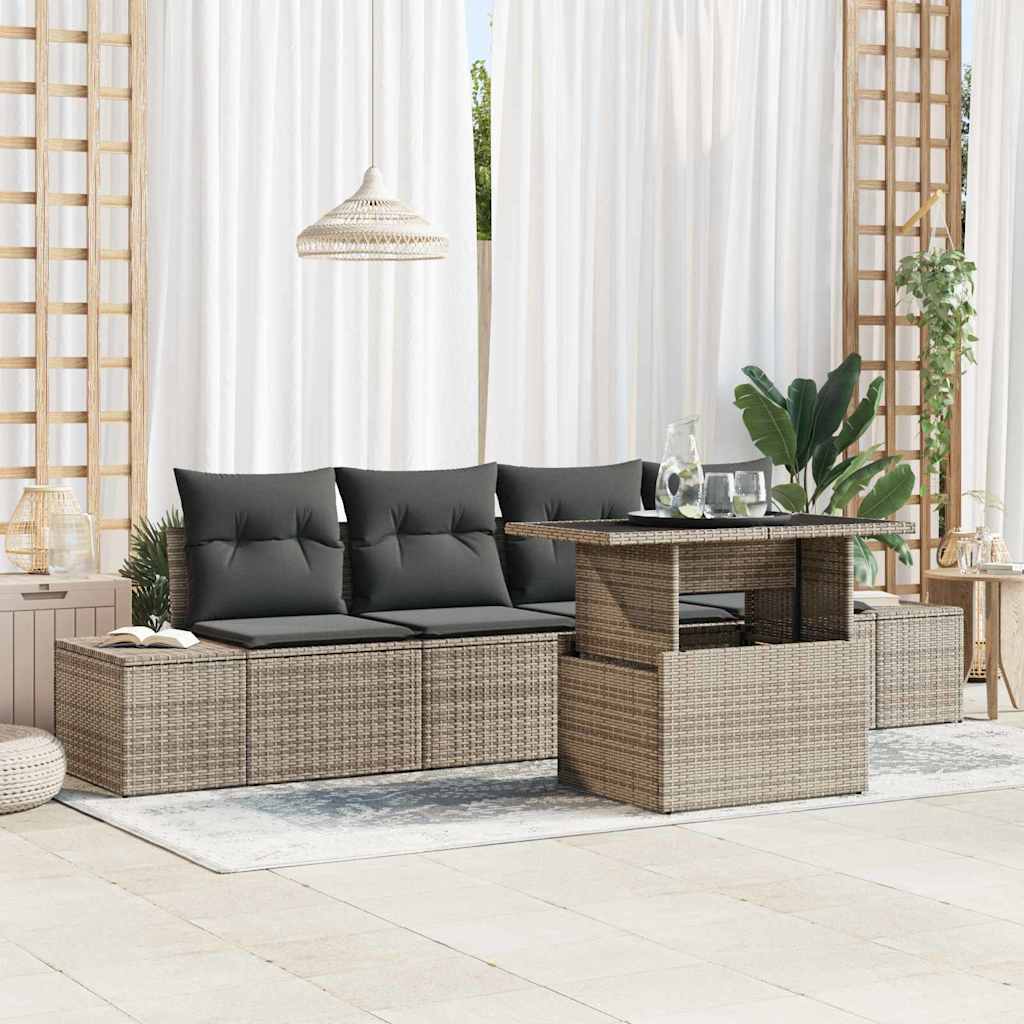 Tuin Sofa Set Met Kussen Met Opslag 5 Pcs En Crème
