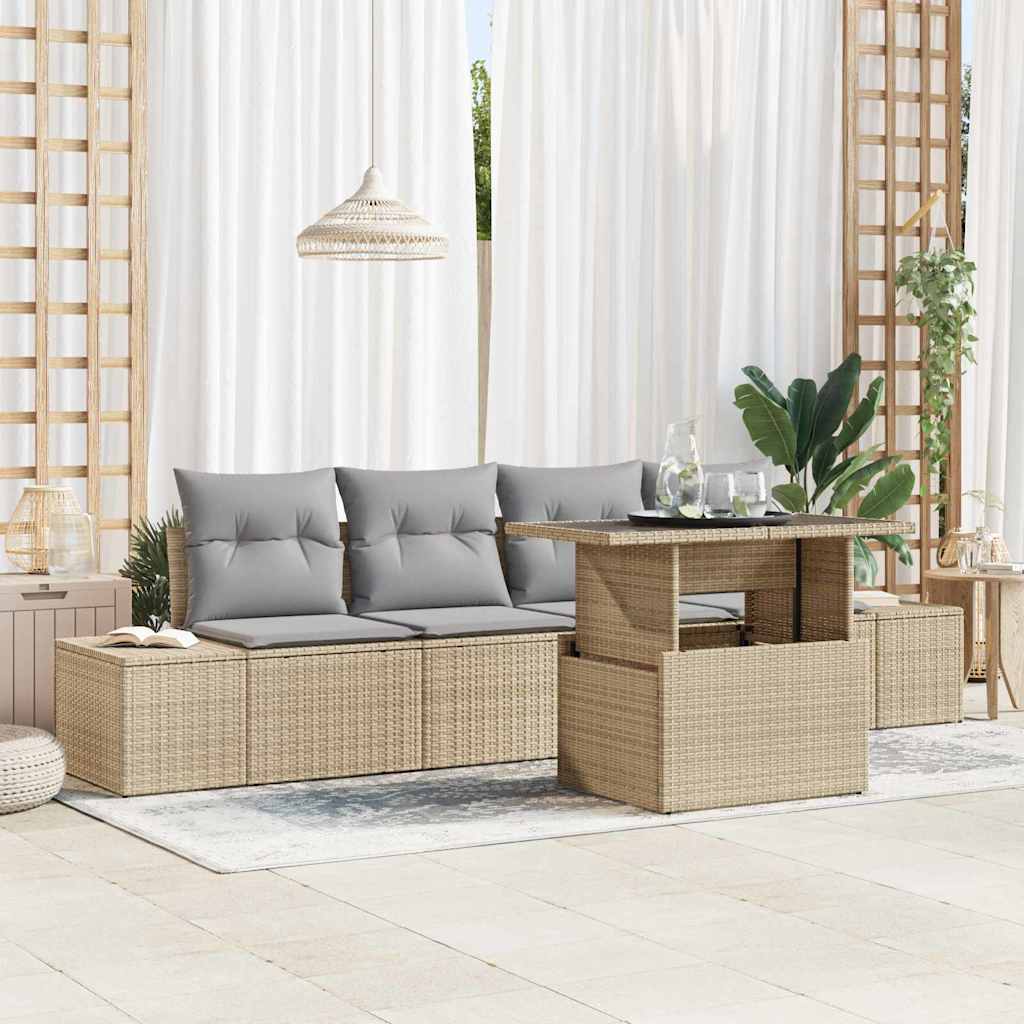 Tuin Sofa Set Met Kussen Met Opslag 5 Pcs En Crème