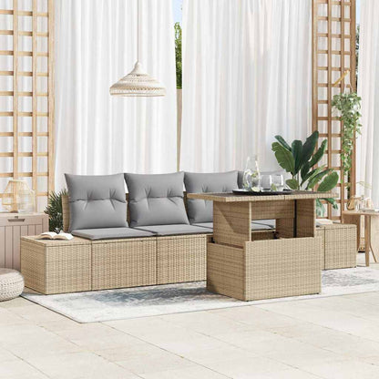 Tuin Sofa Set Met Kussen Met Opslag 5 Pcs En Crème