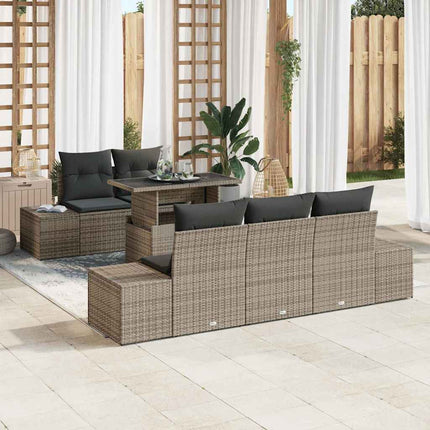 Tuin Sofa Set 6 Pcs Poly Rattan & Gepoedercoat Staal