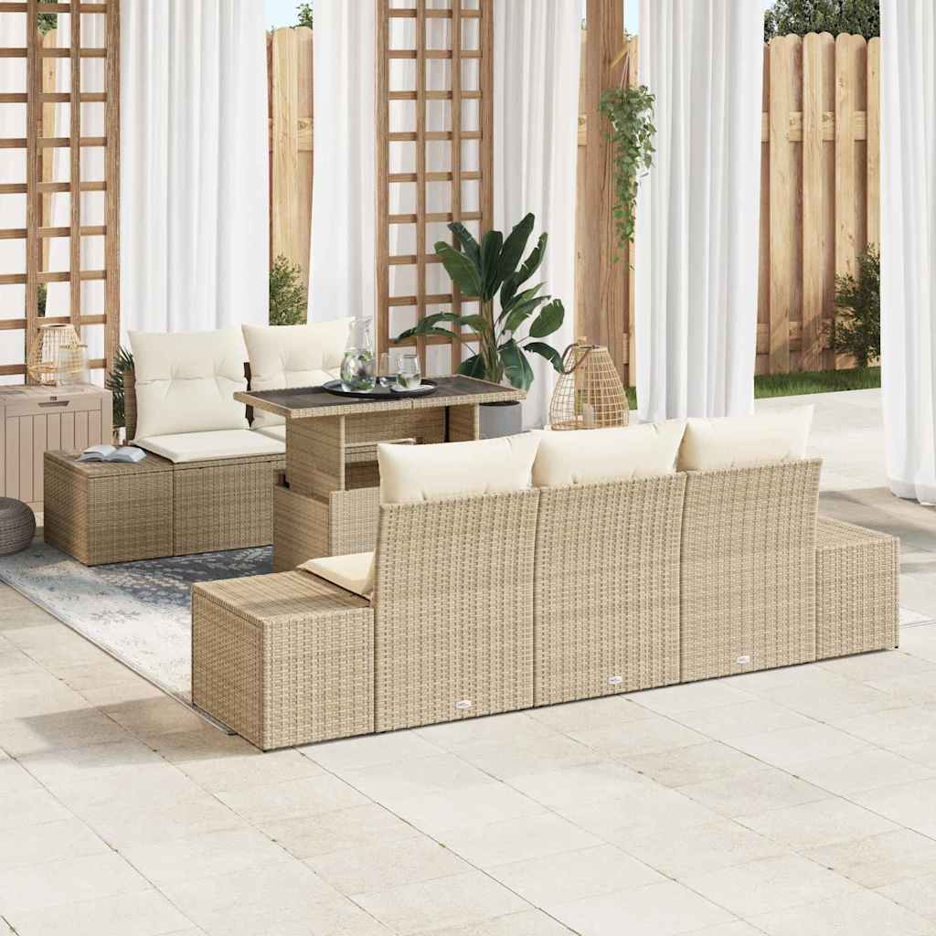 Tuin Sofa Set Met Kussen Met Opslag 6 Pcs En Crème