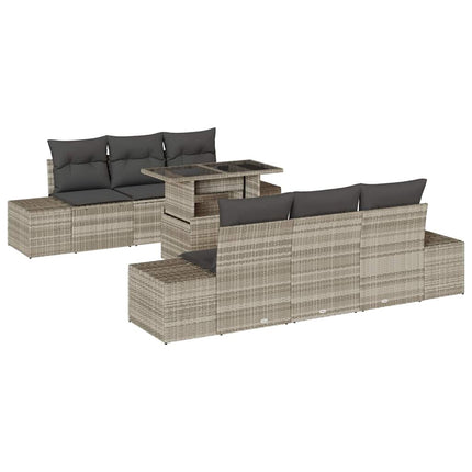 Tuin Sofa Set Met Kussen 7 Pcs Licht Grijs En Donker Grijs