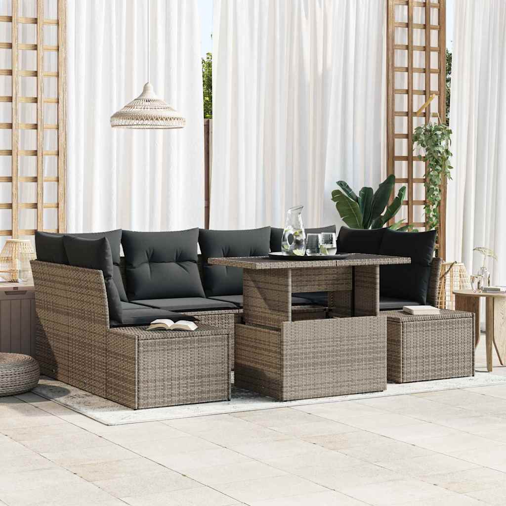 Tuin Sofa Set Met Kussen 7 Pcs En Crème