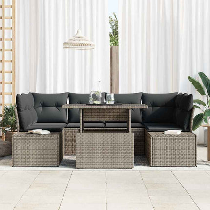 Tuin Sofa Set 7 Pcs Poly Rattan En Poedergecoat Staal
