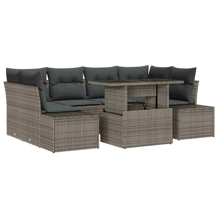 Tuin Sofa Set 7 Pcs Poly Rattan En Poedergecoat Staal