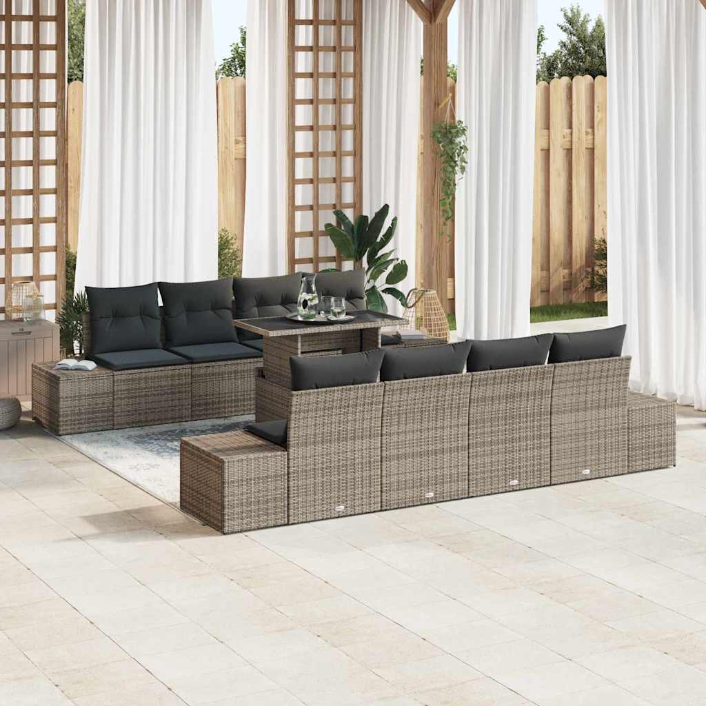 Tuin Sofa Set Met Kussen Met Opslag 9 Pcs En Crème