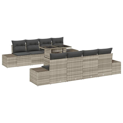 Tuin Sofa Set Met Kussen 9 Pcs Licht Grijs En Donker Grijs