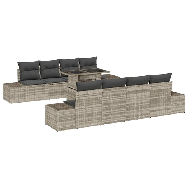 Tuin Sofa Set Met Kussen 9 Pcs Licht Grijs En Donker Grijs