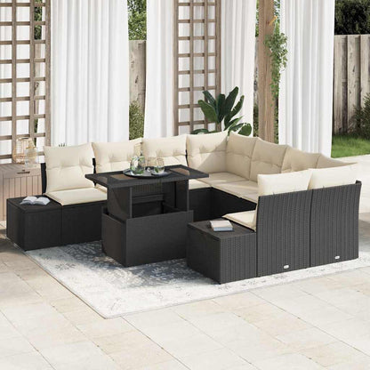 Tuin Sofa Set Met Kussen 9 Pcs En Crème Poly Rattan