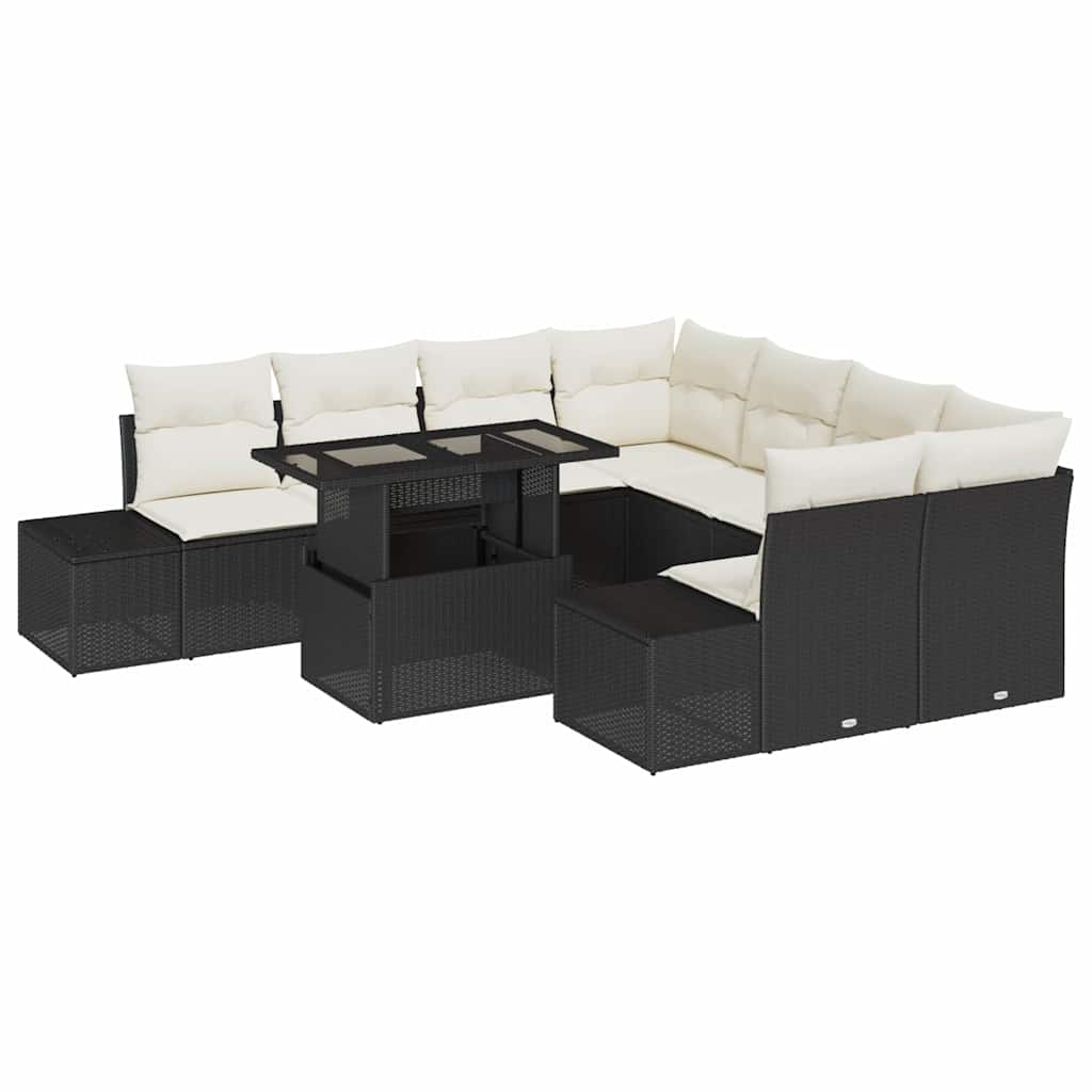 Tuin Sofa Set Met Kussen 9 Pcs En Crème Poly Rattan
