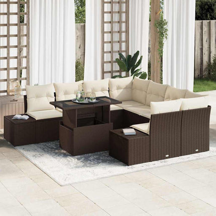 Tuin Sofa Set Met Kussen 9 Pcs En Licht Grijs Poly Rattan