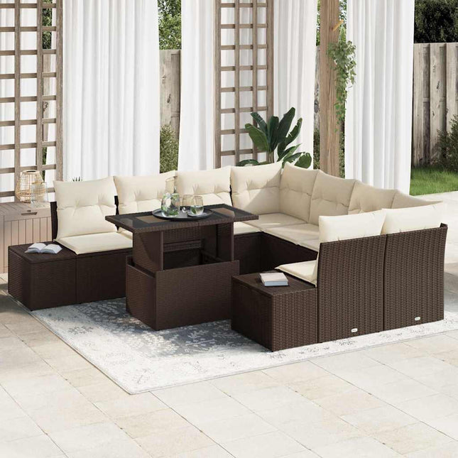 Tuin Sofa Set Met Kussen 9 Pcs En Licht Grijs Poly Rattan