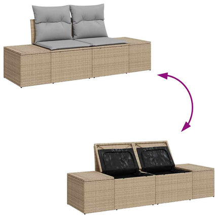Tuin Sofa Set Met Kussen 9 Pcs En Licht Grijs Poly Rattan
