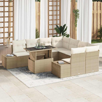 Tuin Sofa Set Met Kussen 9 Pcs En Licht Grijs Poly Rattan