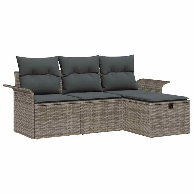 Tuin Sofa Set Met Kussen Met Opslag 4 Pcs Poly Rattan