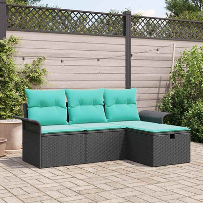 Tuin Sofa Set Met Kussen 4 Pcs En Crème Poly Riet