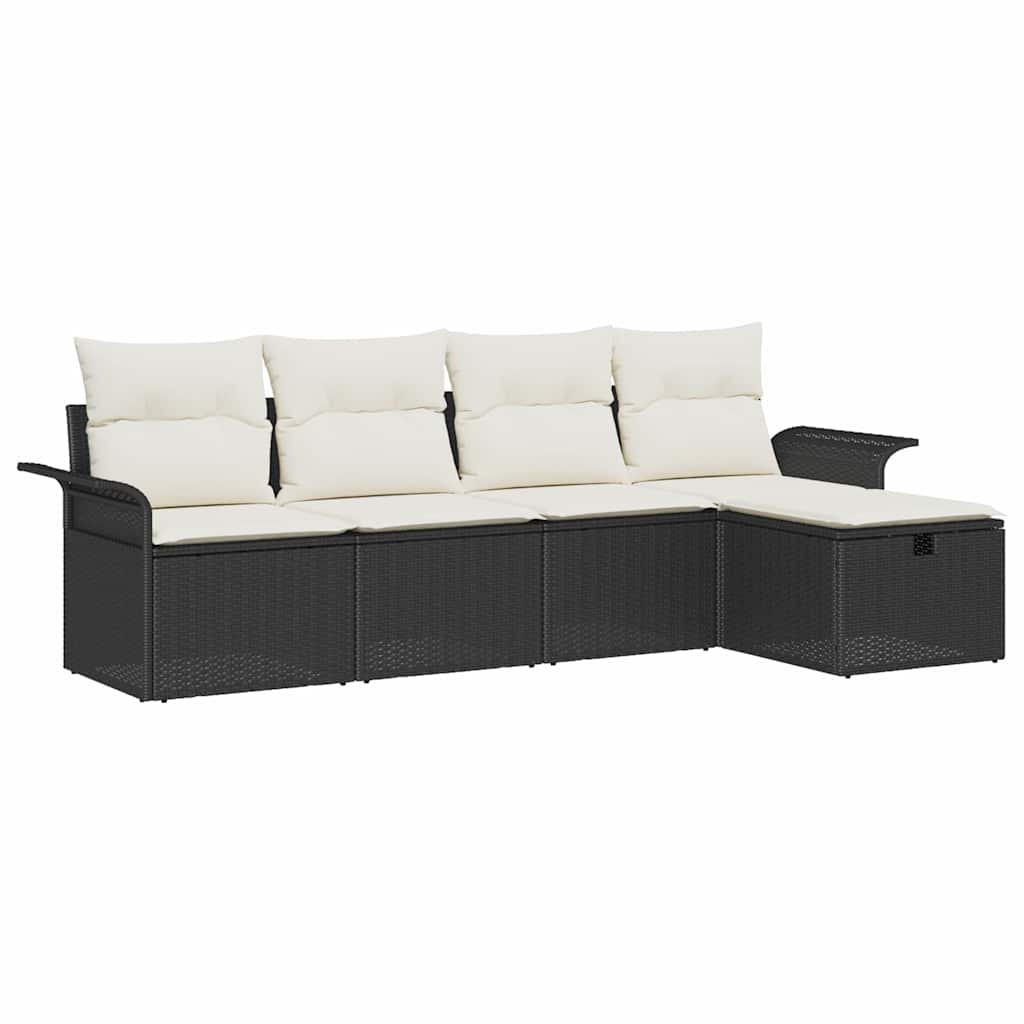Tuinbankenset Met Kussen 5 Pcs En Crème Poly Rattan