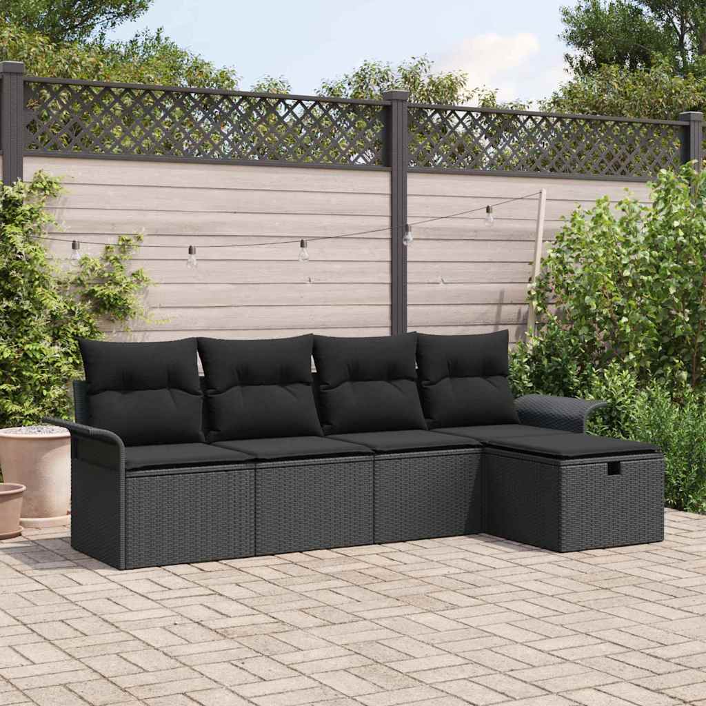 Tuinbankenset Met Kussen 5 Pcs En Crème Poly Rattan