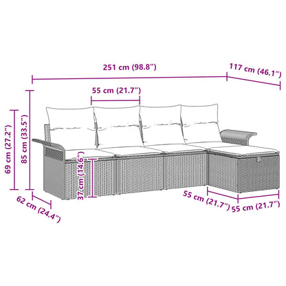 Tuin Sofa Set Met Kussen 5 Pcs Poly Rattan