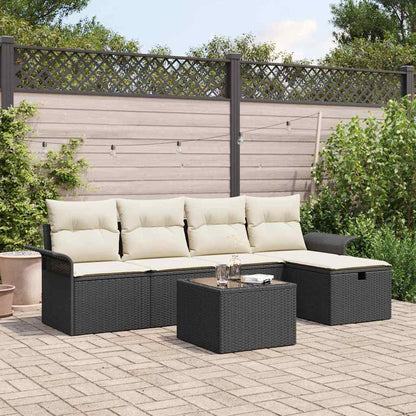 Tuinbankenset Met Kussen 5 Pcs En Crème Poly Rattan