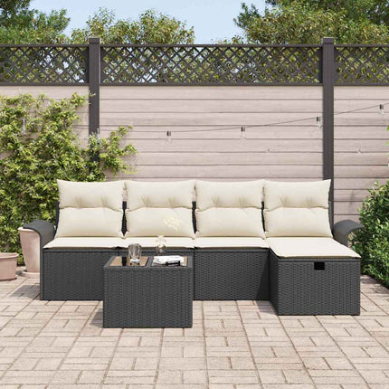 Tuinbankenset Met Kussen 6 Pcs En Crème Poly Rattan