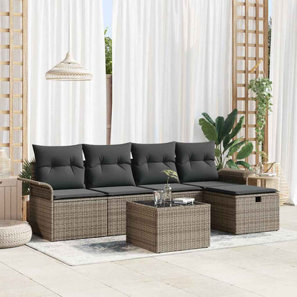 Tuinbankenset Met Kussen 6 Pcs En Crème Poly Rattan