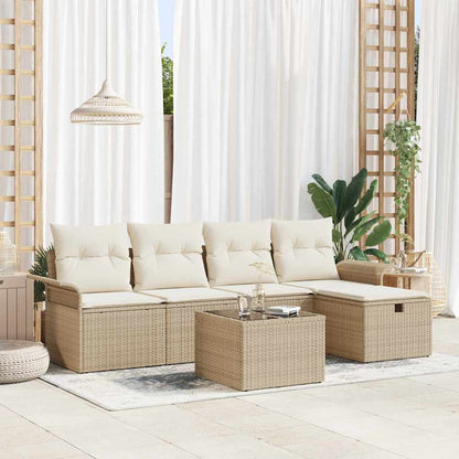 Tuinbankenset Met Kussen 5 Pcs En Crème Poly Rattan
