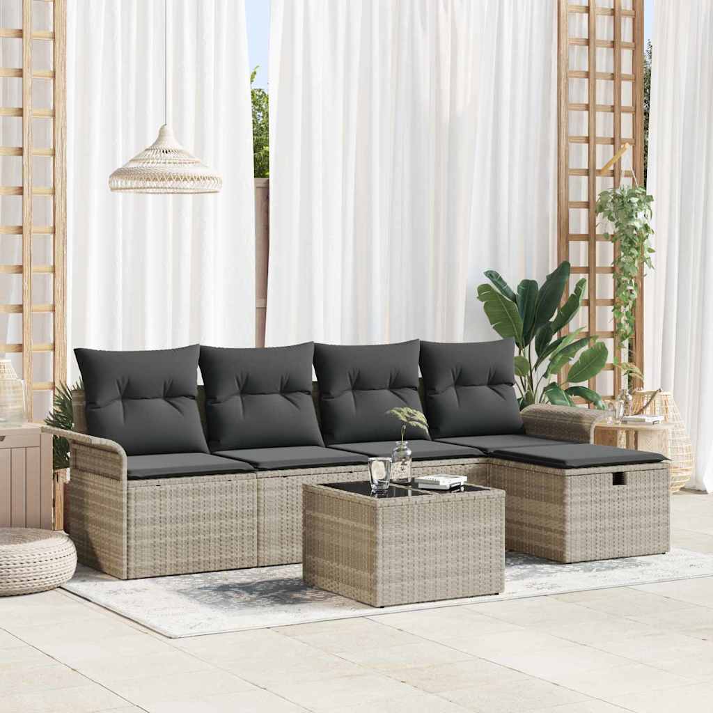 Tuinbankenset Met Kussen 5 Pcs En Crème Poly Rattan
