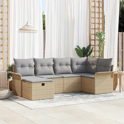 Tuin Sofa Set Met Kussen 6 Pcs En Crème Poly Rattan
