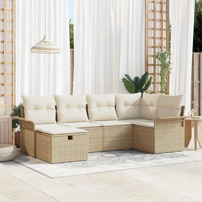 Tuin Sofa Set Met Kussen 6 Pcs En Crème Poly Rattan