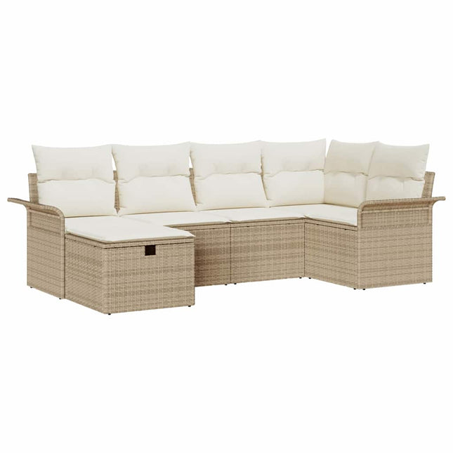 Tuinbankenset 6 St Beige En Crème Poly Rattan