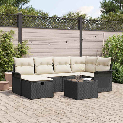 Tuin Sofa Set Met Kussen 6 Pcs En Crème Poly Rattan