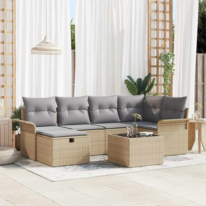 Tuin Sofa Set Met Kussen 6 Pcs En Crème Poly Rattan