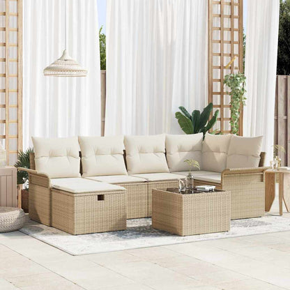 Tuin Sofa Set Met Kussen 6 Pcs En Crème Poly Rattan