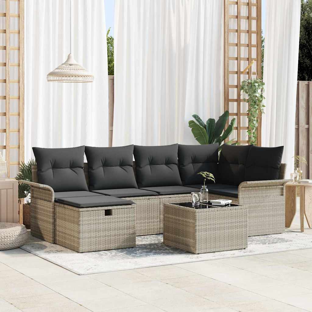 Tuin Sofa Set Met Kussen 6 Pcs En Crème Poly Rattan