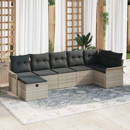 Tuin Sofa Set Met Kussen 7 Pcs En Crème Poly Rattan