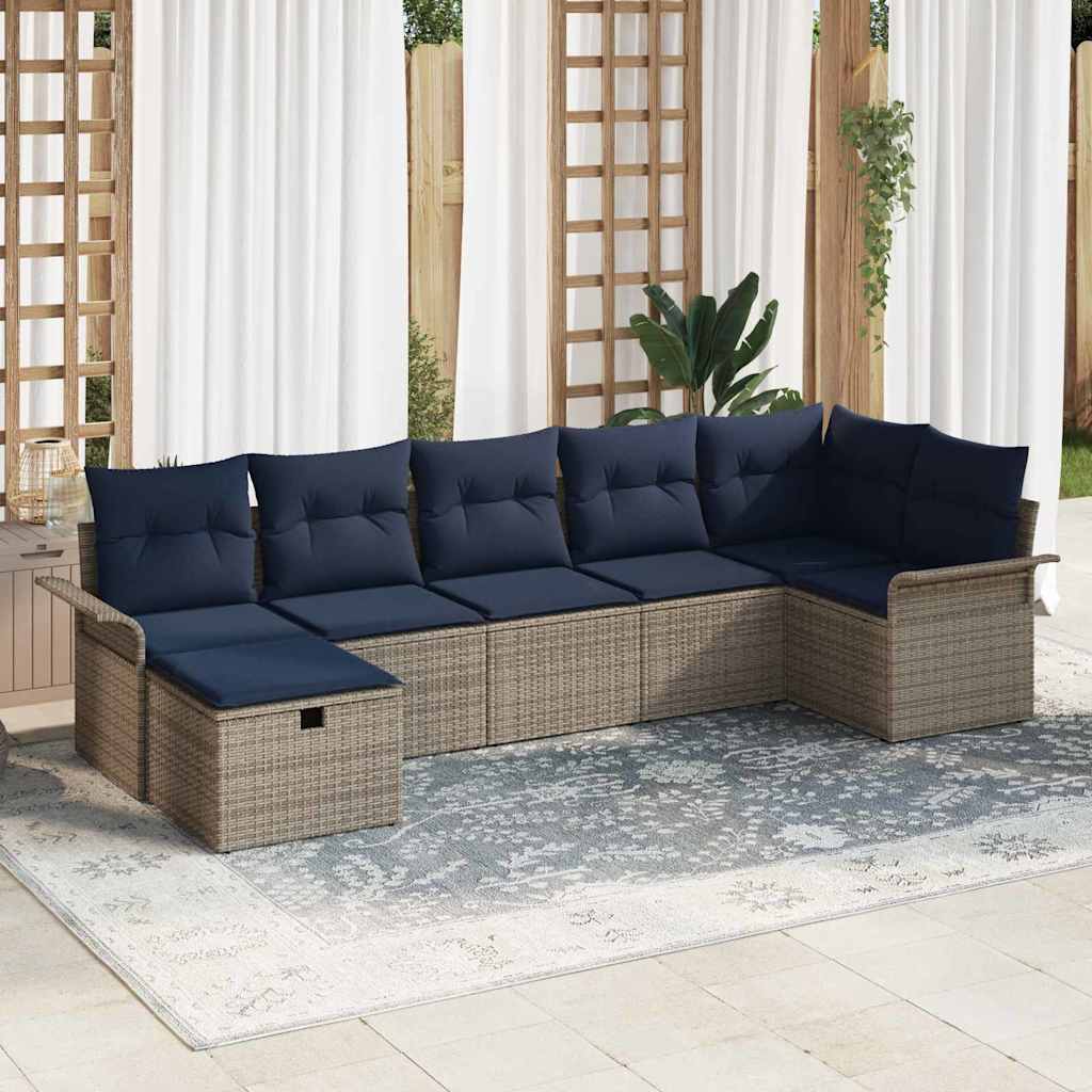 Tuin Sofa Set Met Kussen 7 Pcs Poly Rattan