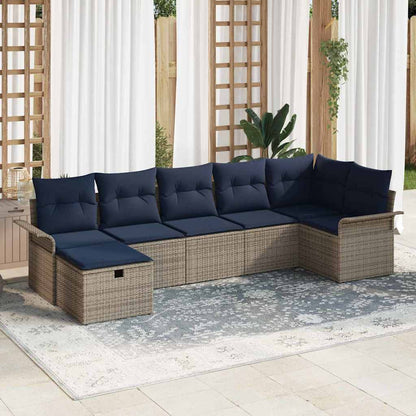 Tuin Sofa Set Met Kussen 7 Pcs Poly Rattan