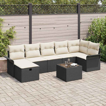 Tuin Sofa Set Met Kussen 7 Pcs En Crème Poly Rattan