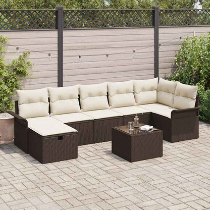 Tuin Sofa Set Met Kussen 7 Pcs En Crème Poly Rattan