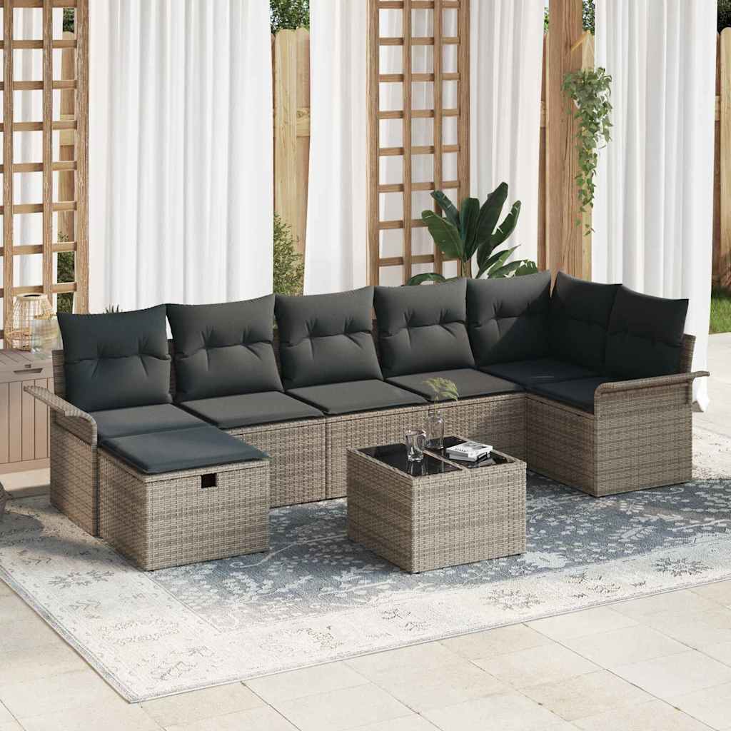 Tuin Sofa Set Met Kussen 7 Pcs En Crème Poly Rattan