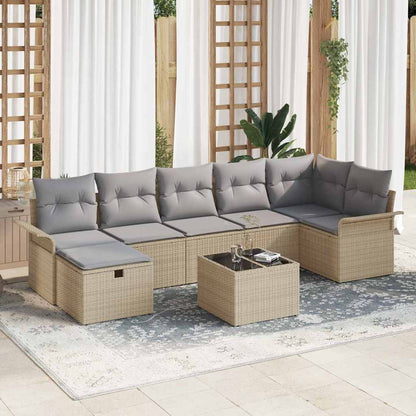 Tuin Sofa Set Met Kussen 7 Pcs En Crème Poly Rattan